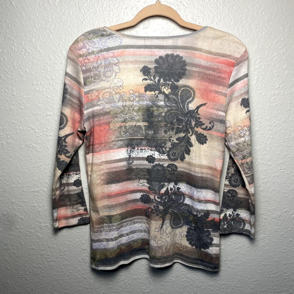 Vtg Y2K One World Lace up Paisley Rhinestone Boho Hippie Whimsy Long Sleeve Sz M - Picture 10 of 14